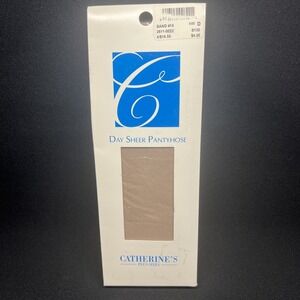 Catherines Day Sheer Ribbed Panty Pantyhose Color Sand Size D NEW NOS